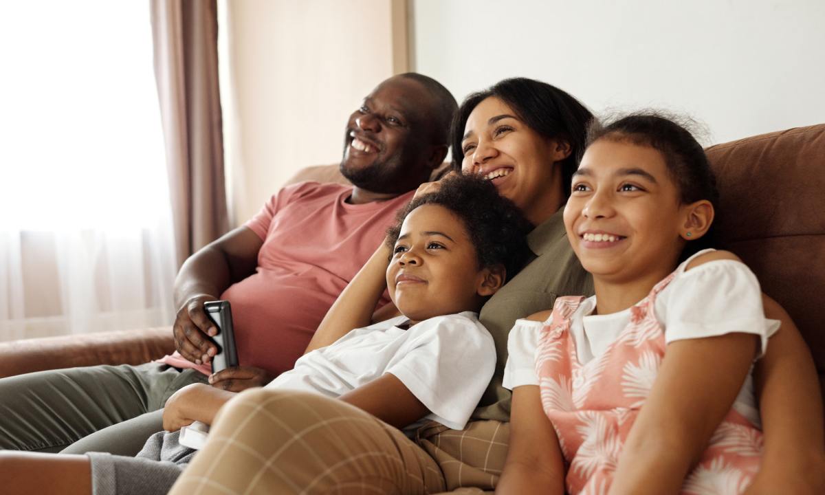 Family watching TV