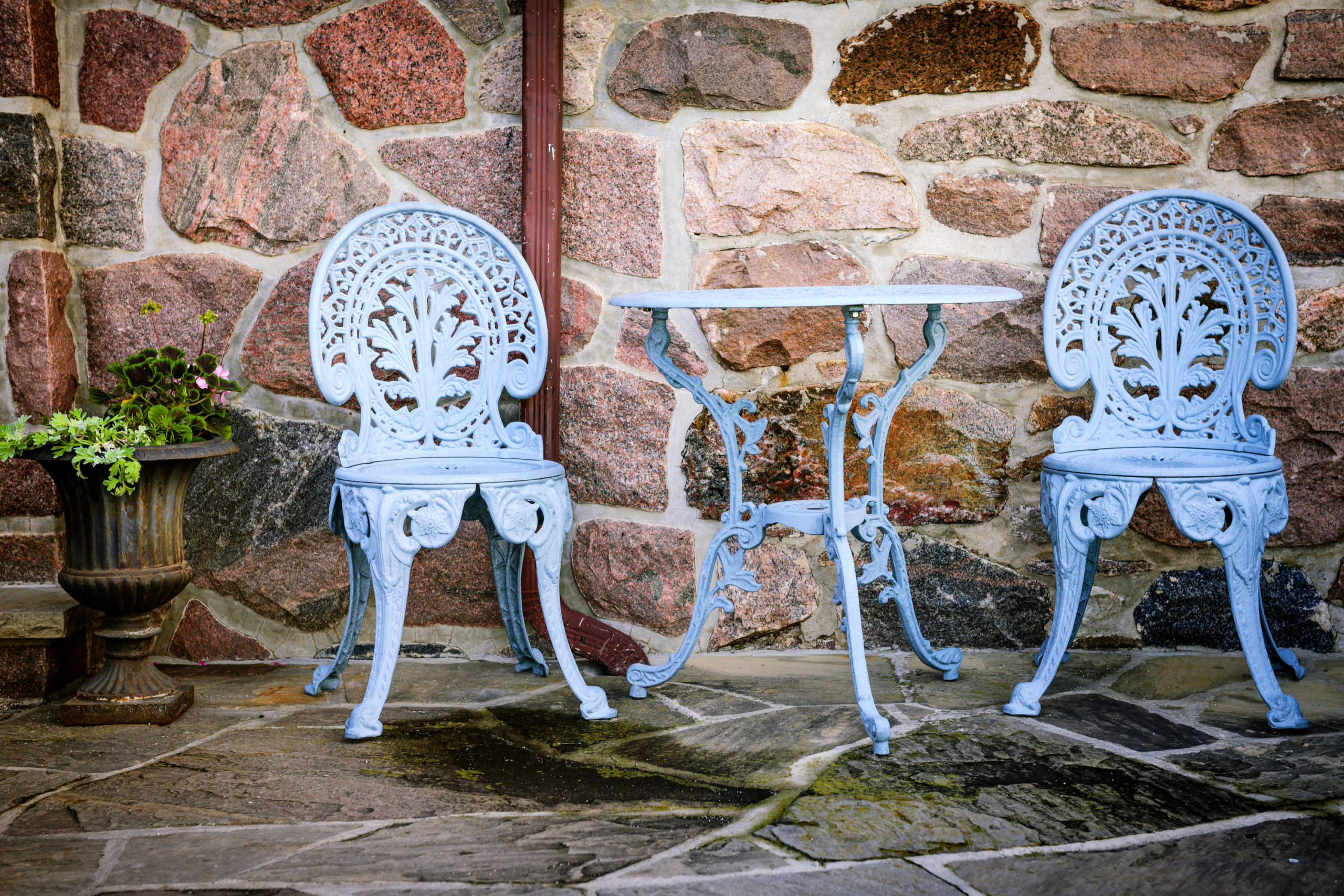 antique rod iron patio set