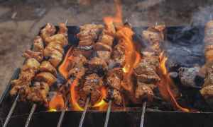 Kebab on a gas grill