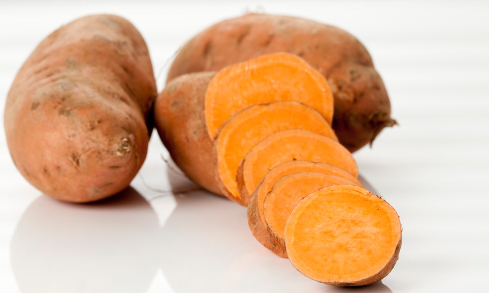 Sliced sweet potatoes