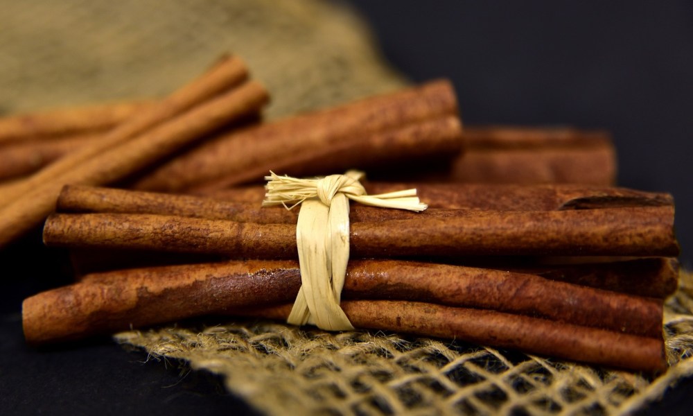 Bundles of cinnamon sticks tied together