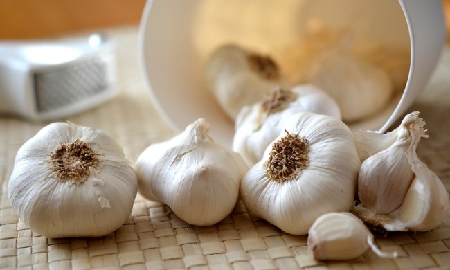 Garlic bulbs and cloves on a table